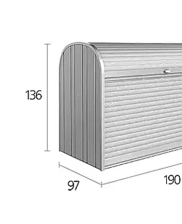 Úložné boxy Biohort Mnohostranný účelový roletový box StoreMax vel. 190 190 x 97 x 136 (stříbrná metalíza) 190 cm (2 krabice)