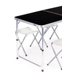 Zahradní nábytek Skládací cateringový stůl 119,5x60 cm černý se 4 židlemi