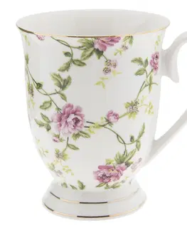 Hrnky a šálky Porcelánový hrnek s květy Bouton de Rose -  11*8*10 cm Clayre & Eef 6CE0833