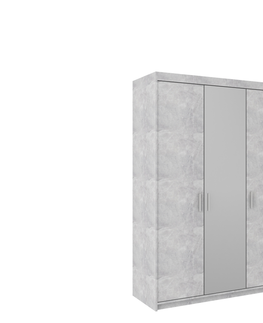 Šatní skříně Skříň TEKEN 3D se zrcadlem, beton