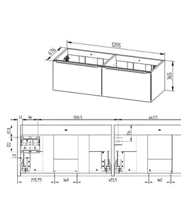 Koupelnový nábytek MEREO Mailo, koupelnová skříňka s keramickým umyvadlem 121 cm, antracit, chrom madlo CN538