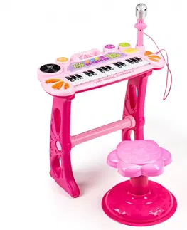 Hudební nástroje pro děti MULTISTORE Dětský keyboard s mikrofonem Laura růžový