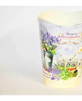 Květináče a truhlíky PROHOME - Květináč kulatý vysoký Levandule plechový