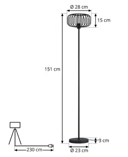 Stojací lampy Lindby Lindby Krish stojací lampa, tvar klece, černá