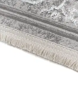 Moderní koberce Exkluzivní šedý koberec s bílým orientálním vzorem
