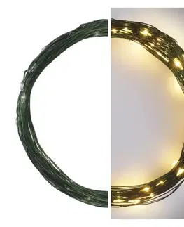 LED řetězy EMOS LED vánoční nano řetěz zelený, 7,5 m, venkovní i vnitřní, teplá bílá, časovač D3AW04