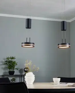 Závěsná světla Lindby Lindby Eilika LED závěsné svítidlo, 2 světla, antracitová barva