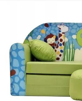 Dětské sedačky Dětská barevná rozkládací pohovka se zvířátky 98 x 170 cm