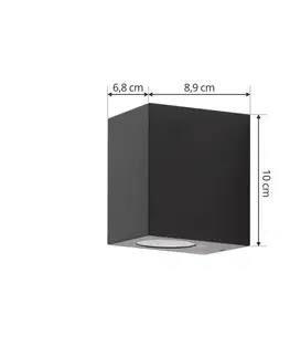 Venkovní nástěnná svítidla PRIOS Prios venkovní světlo Irfan hranaté černá 10 cm
