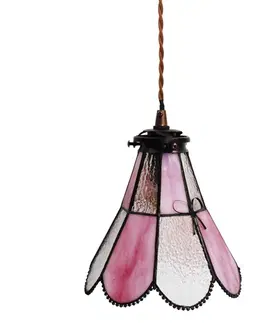 Svítidla Závěsná lampa Tiffany FlowerArc pink - 18*15*115 cm E14/max 1*25W Clayre & Eef 5LL-6217