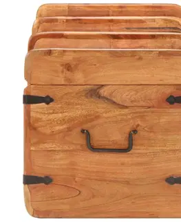 Úložné boxy Úložná truhla masivní dřevo / kov Dekorhome Hnědá