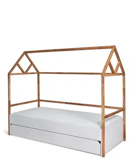 Postele ArtBel Dětská postel s přistýlkou ​​LOTTA domeček | bílá 90 x 200 cm