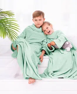 Přikrývky Dětská deka s rukávy DecoKing Lazy mátová, velikost 90x105