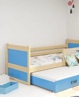 Postele BMS Dětská postel s přistýlkou RICO 2 | borovice 90 x 200 cm Barva: Modrá
