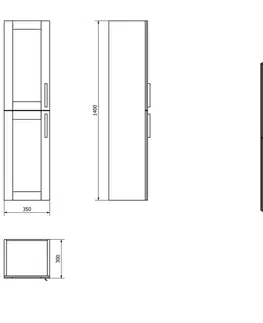 Koupelnový nábytek SAPHO AMIA skříňka vysoká 35x140x30cm, levá/pravá, dub Texas AM020-2020