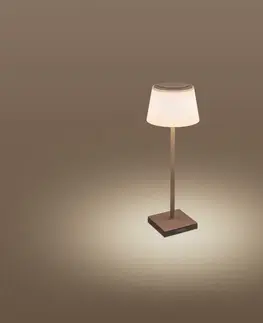 LED stolní lampy CENTURY Nabíjecí stmívatelné stolní LED svítidlo MARGO corten 4W 3000K IP54 USB