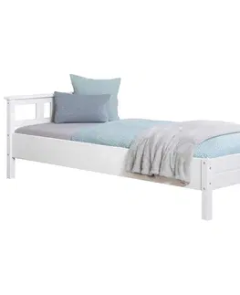 Jednolůžkové postele Postel z masivní borovice Merci, 90x200 Cm, Bílá
