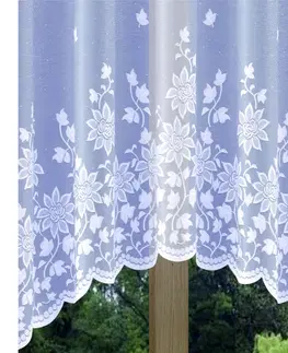 Záclony Hotová záclona nebo balkonový komplet, FLORO, bílá 300 x 150 cm