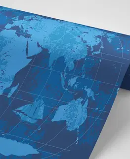Samolepící tapety Samolepící tapeta rustikální mapa světa v modré barvě