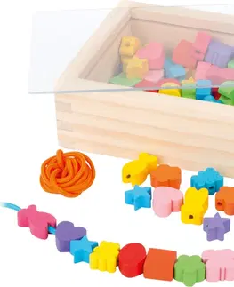Dřevěné hračky Small foot Dřevěné navlékací korálky BEADS v krabičce