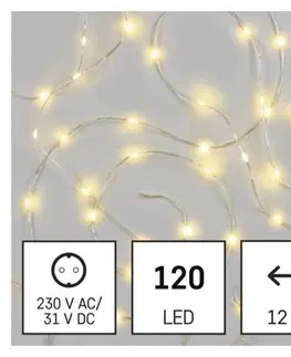 Vánoční řetězy a lamety EMOS LED vánoční řetěz Dropi s časovačem 12 m teplá bílá