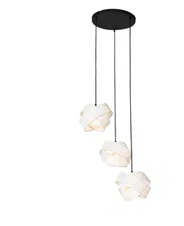 Zavesna svitidla Moderní závěsná lampa bílá 3-světelná - Látková