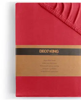 Prostěradla Bavlněné jersey prostěradlo s gumou DecoKing Nephrite červené, velikost 180-200x200+30