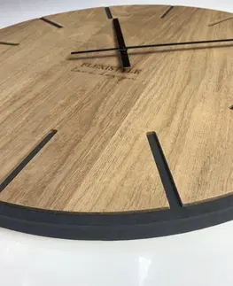 Nástěnné hodiny Velké dřevěné hodiny v hnědé barvě 60cm