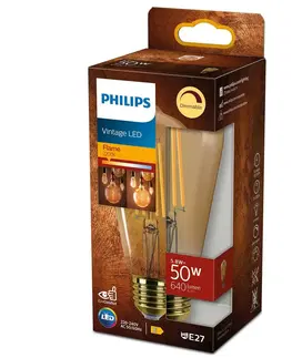 LED žárovky Philips Vintage LED filament žárovka E27 ST64 5,8W 640lm 2200K stmívatelná, zlatá