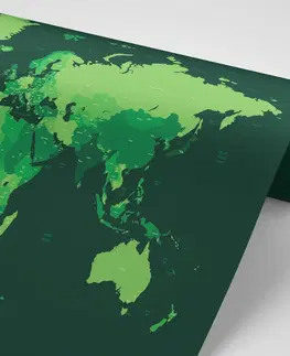 Samolepící tapety Samolepící tapeta detailní mapa světa v zelené barvě