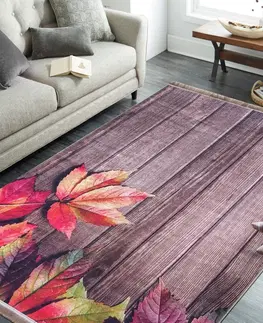 Moderní koberce Krásny pestrofarebný koberec s motívom lístia