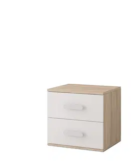Dětský nábytek Idzczak Meble Noční stolek SMYK 55 cm dub sonoma/bílá, varianta růžové úchytky