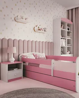 Dětské postýlky Kocot kids Dětská postel Babydreams závodní auto růžová, varianta 80x180, se šuplíky, bez matrace
