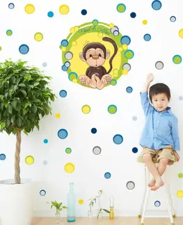 Samolepky na zeď Dětské samolepky na zeď - Puntikatá opička se jménem