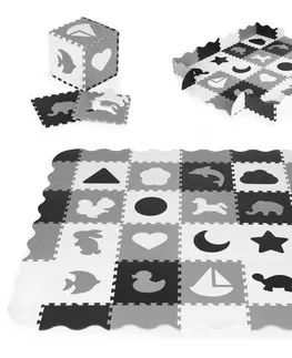 Pěnové puzzle na zem ECOTOYS Pěnové puzzle s 36 dílky ANIM černo-bílé