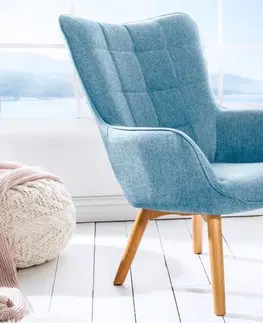 Luxusní a designová křesla a fotely Estila Moderní skandinávské křeslo Lamont modré