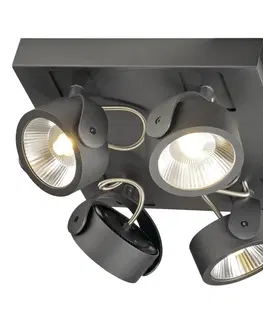 LED bodová svítidla SLV BIG WHITE KALU, nástěnné a stropní svítidlo, čtyři žárovky, LED, 3000K, obdélníkové, černé, 60° 1000135
