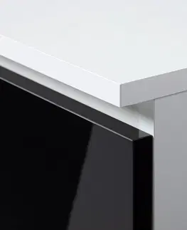 Psací stoly Ak furniture Volně stojící psací stůl CLP 135 cm bílý/černý akryl vysoký lesk