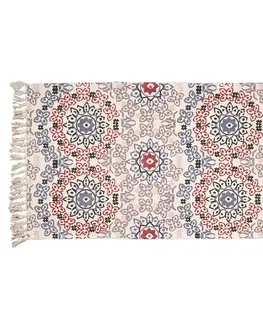 Koberce a koberečky Bavlněný koberec s barevnými ornamenty a třásněmi - 140*200 cm Clayre & Eef KT080.055L