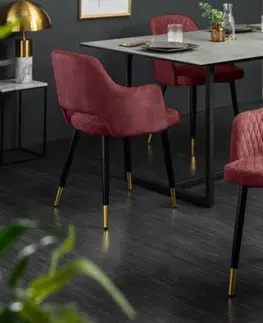 Luxusní jídelní židle Estila Art-deco jídelní židle Decora sametová bordó 81cm