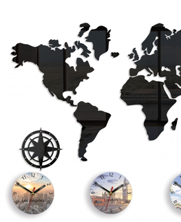 Nalepovací hodiny ModernClock 3D nalepovací hodiny World map černá