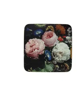 Prkénka a krájecí desky 6ks pevné korkové podtácky s květy Jan Davidsz - 10*10*0,4cm Mars & More SCOZJDH