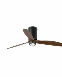 Ventilátory FARO MINI TUBE FAN M LED, černá/dřevo, stropní ventilátor s DC motorem