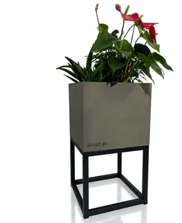 Květináče a truhlíky Dokonalý šedý kovový květináč LOFT FIORINO 22X22X40 cm