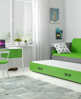 Postele BMS Dětská postel s přistýlkou DAWID | šedá 80 x 190 cm Barva: Zelená