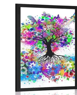 Abstraktní a vzorované Plakát květinový strom plný barev