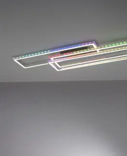LED stropní svítidla LEUCHTEN DIREKT is JUST LIGHT LED stropní svítidlo 101,5x71cm, stříbrná barva, RGB Rainbow, stmívatelné CCT RGB+2700-5000K