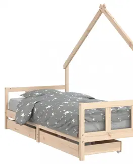 Dětské pokoje Dětská domečková postel se šuplíky Dekorhome 90 x 190 cm