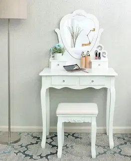 Toaletní stolky Toaletní stolek se zrcadlem ve tvaru srdce