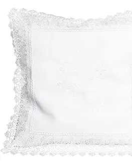 Dekorační polštáře Návlek na polštář, Růže s krajkou, bílý, 40 x 40 cm